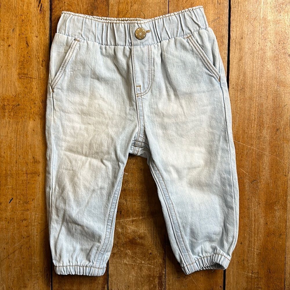 Garanimals jeans 6 to 9 months light wash jeans boho spring cotton 90s